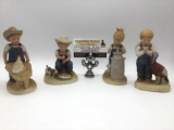 4 Homco Denim Days hand painted ceramic figurines. approx 3x3x5.5 inches each