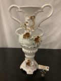 Vintage Capodimonte vase with gold accent, made in Italy - has cracks, chips and has been repaired