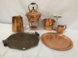 Collection of 6 copper pieces. Platters, pitchers, ice bucket, mug and more!
