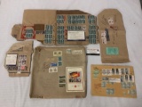 More then 80 postage stamps pasted on cardboard, incl. Japanese, U.S., & German stamps.