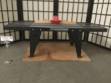 Craftsman router table No. 925444 attached to board, made in U.S.A, approx. 34x18x16 inches.