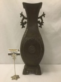 Michaels Stores Inc. Mediterranean Collection metal vase w/ two handles & regal designs.