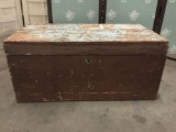 Antique repainted wooden chest. Approx 32x18x14 inches.