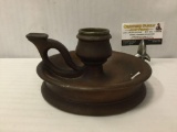 Vintage/antique (?) wooden candle holder w/handle, approx. 8x8x5 inches.