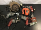 Collection of power tools, saws, driver, and more. Skil, Milwaukee, and more.