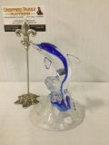 French Crystal Darque 24% lead crystal dolphin statue, approx. 5x4x7 inches.