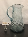 Blue hand blown glass vase.