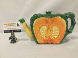 Department 56 Garden Ceramic pumpkin and broccoli tea pot.