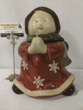 2010 Target Christmas Holiday stoneware angel cookie jar, approx. 12x10x7 inches.