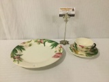 Gien Volupte patten plate, cup & saucer, made in France, approx 11 inches.