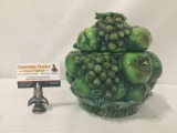 Vintage Inarco green fruit basket cookie jar