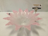 Vintage Murano art glass pink flower bowl. Made in Italy.