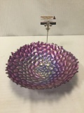 Purple art glass bowl with painted bottom.