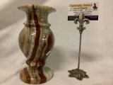 Decorative Asian marble vase W/ original box, approx 4x8 inches