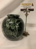 Decorative Asian marble vase, approx 6 x 6 inches
