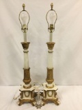 Pair of standing lamps. Approx 42x9x9 inches.