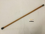 Wooden cane w/metal handle & rubber tip, some wear, see pics, approx. 38x2x2 inches.