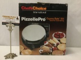 ChefsChoice PizzellePro Express Bake No.835 pizzelle cooker, unused in box, approx. 12x11x4 inches.