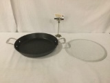 Technique hard-anodized nonstick 2-handled wok pan No.000059 & metal sieve from India.