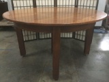 Vintage tiger oak round dining table, shows wear on top, see pics, approx. 55x55x30 inches