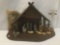 Vintage Nativity Scene diorama music box w/ sheep, wise men, Jesus, Mary, straw, stable set & more!