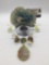 Agate Alaska themed candlholder + 8 small collectibles: Wade porcelain Crocodile & stone pendant.