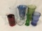 10 pc vase collection incl. colored glass and centerpiece vase arrangement piece. approx. 10 inches.