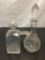 2x Crystal decanters, largest approximately 13 x 4 inches.