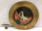 Vintage decorative painted glass dog plate by Raymond Waites for Toyo Trading Co. approx. 13 in.