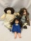 Lot of 3 dolls; handmade Cabbage Patch Kids style doll, Jana Lee vinyl doll, porcelain, approx 20x9