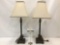 Pair of table lamps w/ tan shade, tested & working.