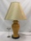 Yellow lamp w/ tan shade, tested & working