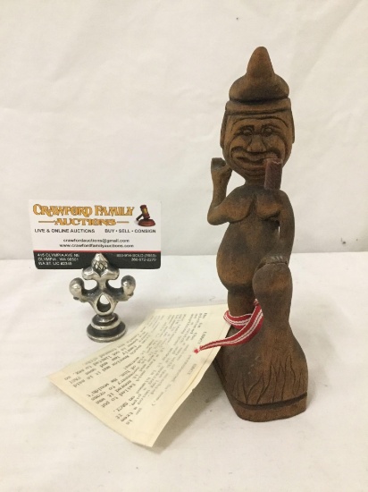 Saci (Sa'See) South American "emblem of mischief" wooden carving . Approx....8 inches