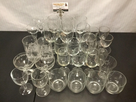 30 pc of partial glass sets incl. cocktail, wine and tumbler glasses