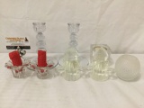 Collection of glass candleholders - 3 pairs 8 pc total: Studio Nova tealight candle holder