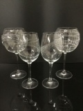 4 Mikasa Etched Wine Glasses