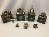 7 numbered Boyd's Bears resin statues/tableaux pieces, 4 w/ original boxes, 1 is a music box