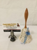 Crotchet Bell w/ wooden handle, Approx. 4 x 3 in.