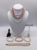 Collection of vintage estate faux pearl jewelry