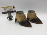 Pair of vintage 40's/50's homemade taxidermy hoof ashtrays , approx. 3x4 inches.