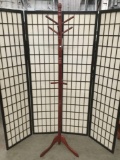 Wooden coat & hat rack, approx. 72x19x19 inches.