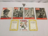 Lot of vintage magazines: four 1941 LIFE mags, two 1941 National Geographic mags, & 1 CRACKED mag