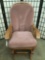 Modern oak rocker chair with slide base and oak frame - good cond nice piece