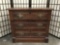 Antique walnut and oak 3 drawer spoon carved dresser with original brass pulls