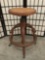 Vintage 40's rush/cane seat oak office stool with castors (1 loose) - as is