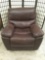 Brown leather style recliner, tested & working, some minor wear