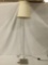 IKEA metal floor lamp w/ tan shade, tested & working, some wear & a bit unsteady, see pics.