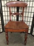Vintage carved wood chair, seat is cracked, see pics, approx 15.5 x 17.5 x 35 in