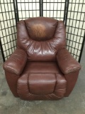 Brown / red La-Z-Boy leather recliner chair - as is