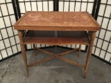 Vintage 40's deco period open drawer side table with cut out side design - as is